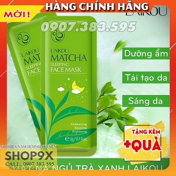 2 Gói Mặt Nạ Ngủ Laikou (Sleeping Face Mask) Trà Xanh - Hoa Anh Đào - Tảo Biển - Ốc Sên