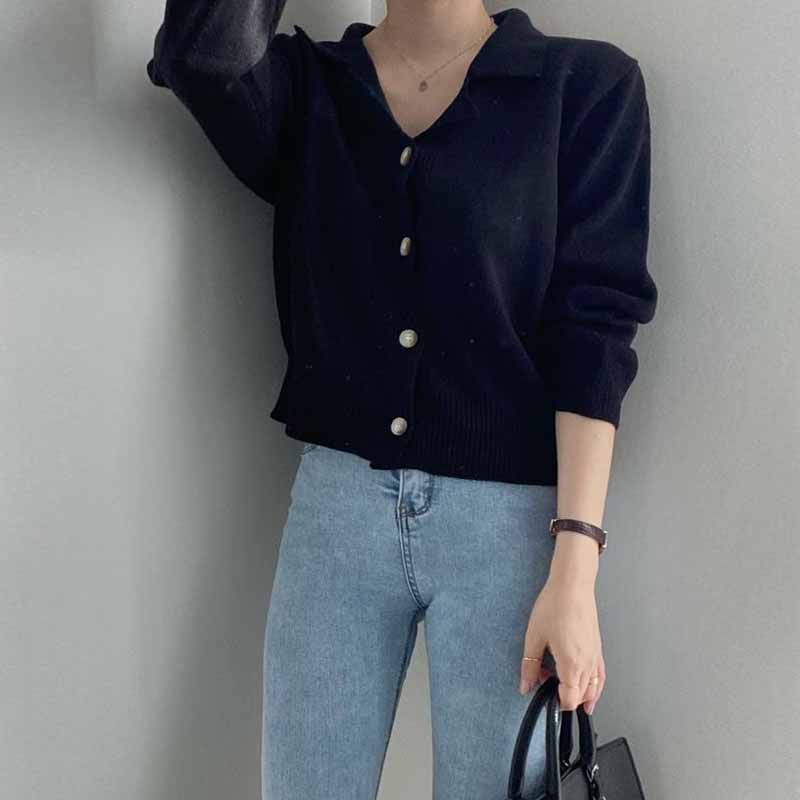 Áo khoác cardigan dệt kim tay dài thiết kế thanh lịch 46105