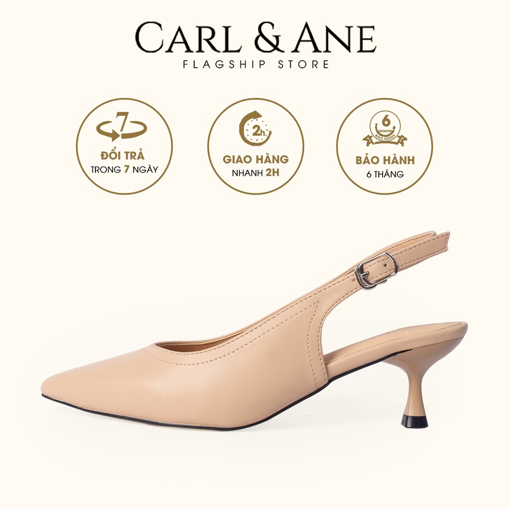 Carl &amp; Ane - Giày cao gót bít mũi phối dây mảnh xinh xắn 5cm màu nude _ CL011