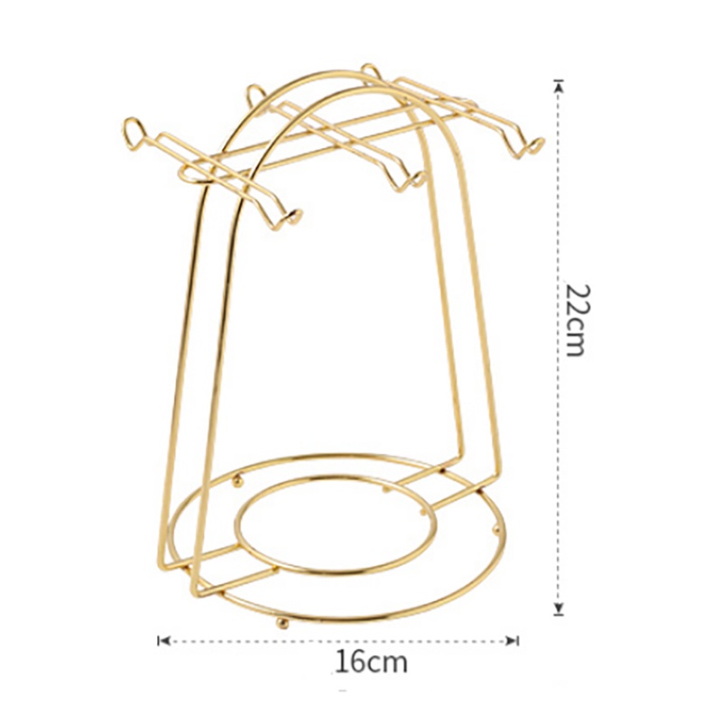 Giá Đỡ Cốc Cà Phê 6 Ngăn Bằng Kim Loại Màu Vàng Kim Phong Cách Bắc Âu Tiện Dụng Cho Nhà Bếp