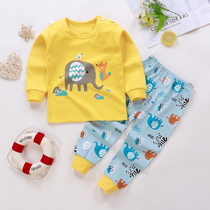 Bộ Đồ Ngủ Cotton Họa Tiết Hoạt Hình Dễ Thương Cho Bé Gái