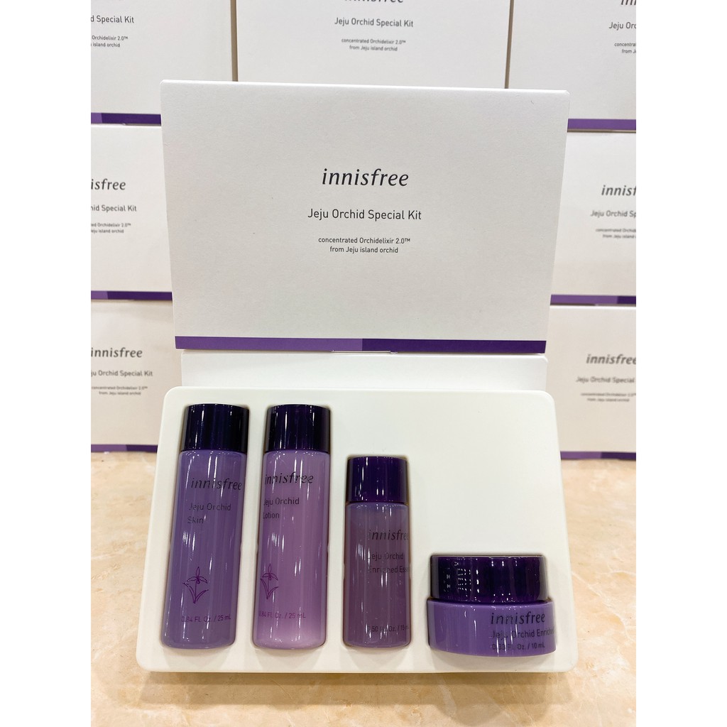 Set 4 SP Dưỡng Da Mini Chống Lão Hóa Hoa Lan Innisfree Jeju Orchid Special Kit Hàn Quốc