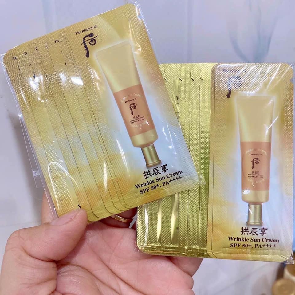 10 GÓI KEM CHỐNG NẮNG, NÂNG TÔNG, NÂNG CƠ, CHỐNG LÃO HÓA WHOO WRIKLE