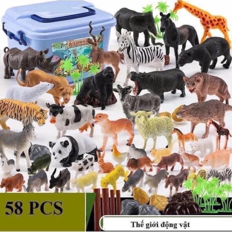 Hôp mô hình thú 58ct kèm hộp đựng hàng cao cấp