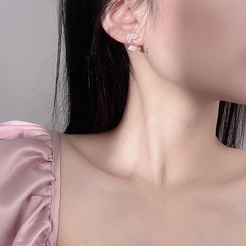 Đôi bông tai màu vàng chốt xỏ bạc S925 đính đá zircon phong cách Hàn Quốc thời trang