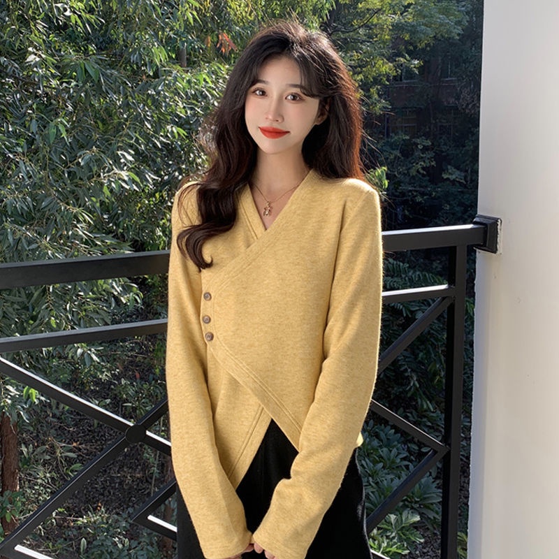 Áo Tay Dài Đan Chéo Plus Size Thời Trang Cho Nữ