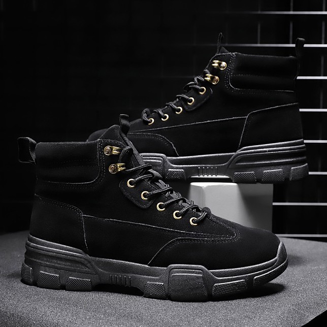 Giày Bốt Nam Cổ Cao Giả Da Lộn BCC001 Đen | BigBuy360 - bigbuy360.vn