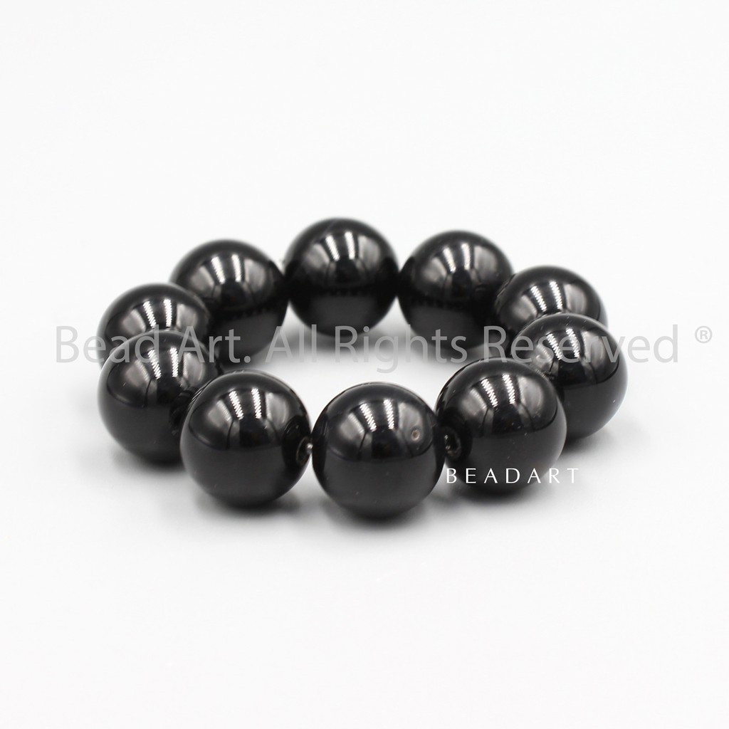 Combo 10 Hạt Đá Onyx Đen Nhiều Size 8-10-12MM, Phối Vòng Tay Phong Thuỷ, Chuỗi Hạt, Đá Phong Thuỷ S31 - Bead Art