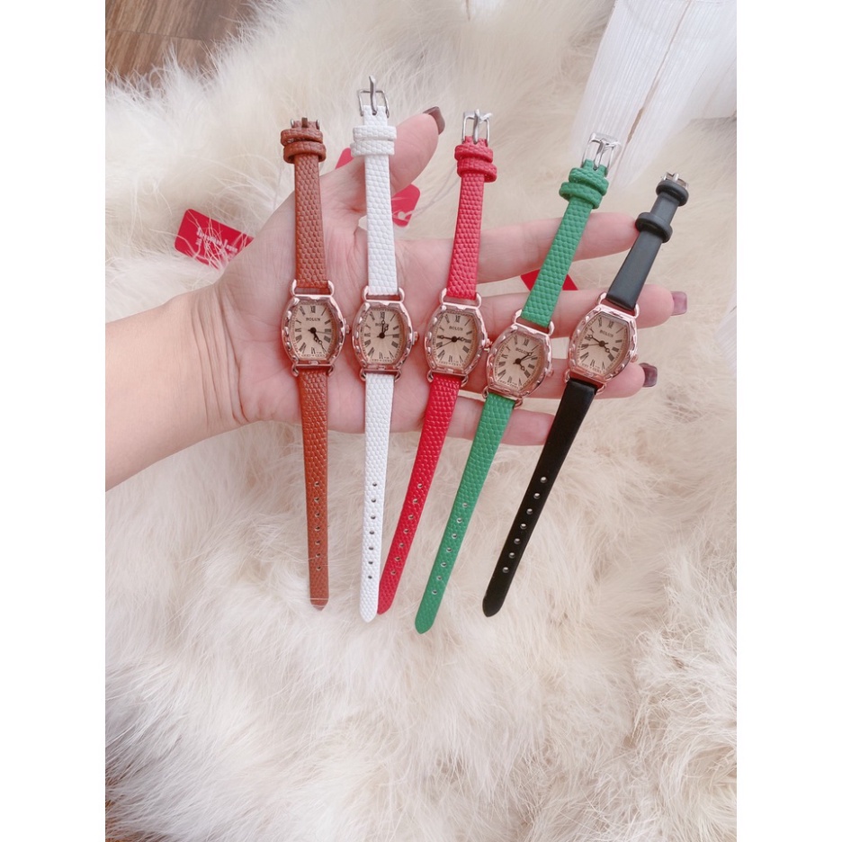 [Siêu hot] Đồng hồ nữ Bolun dây da Fullbox Mặt chữ nhật đính đá siêu xinh size 22mm. Đồng hồ thời trang giá rẻ | BigBuy360 - bigbuy360.vn