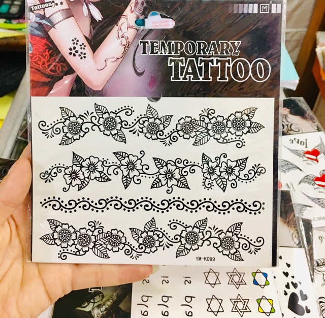 Xăm dán tattoo combo 5 bảng mẫu ngẫu nhiên