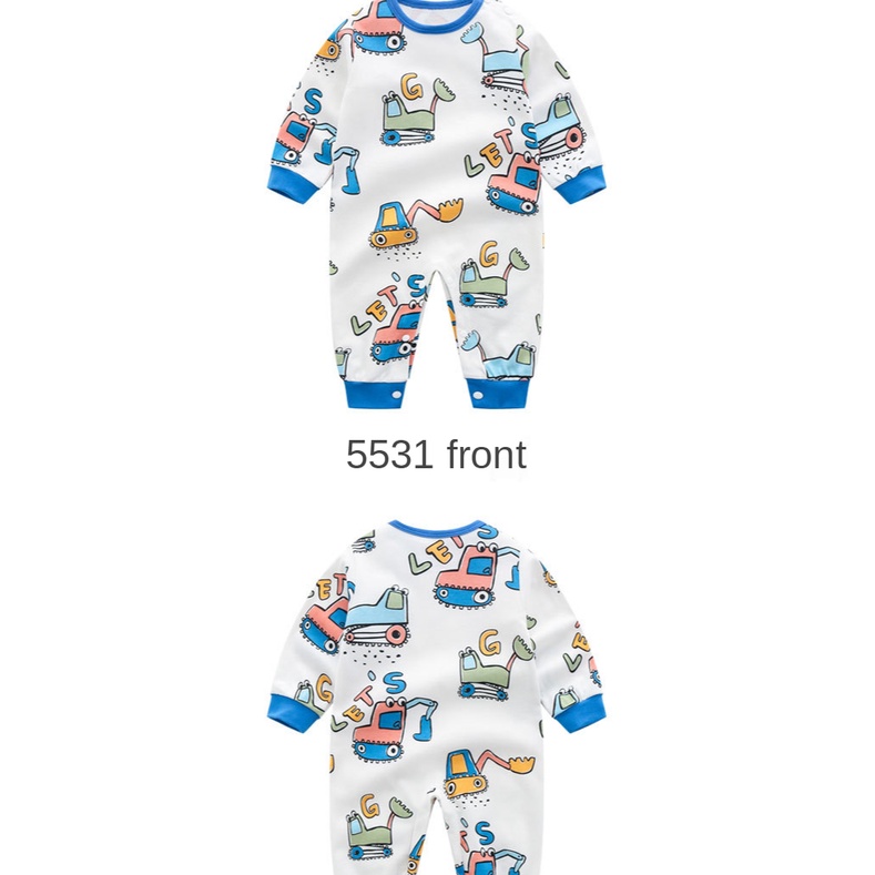 Bộ áo liền quần tay dài cổ tròn bằng Cotton in họa tiết One Piece hoạt hình thời trang cho bé sơ sinh