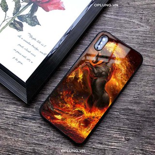 Ốp iphone tráng gương - ốp mặt kính NGỰA LỬA cho iphone 6 đến 14promax - K265