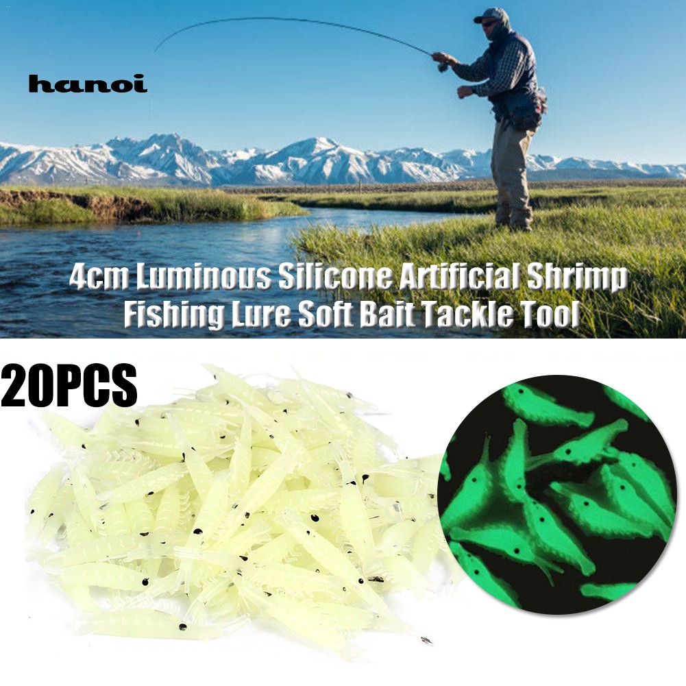 20 Mồi Tôm Giả Câu Cá Silicon 4cm