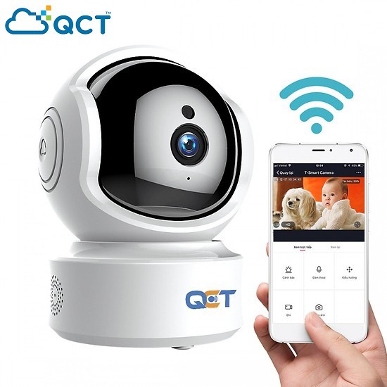 CAMERA IP XOAY 360 ĐỘ QCT 1080P THEO DÕI CHUYỂN ĐỘNG