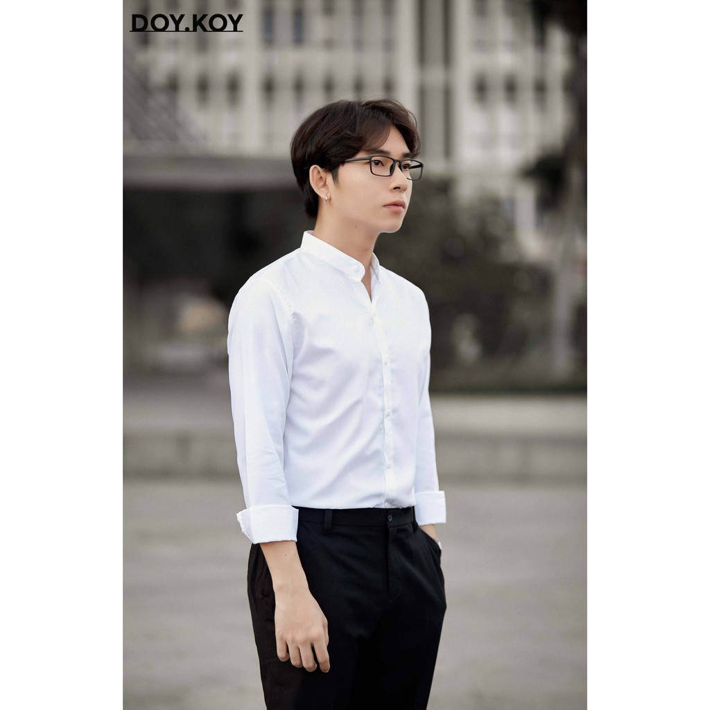 Áo sơ mi nam dài tay 💠 HÀNG CAO CẤP 💠 áo sơ mi cổ tàu dáng ôm body chất vải mịn mát