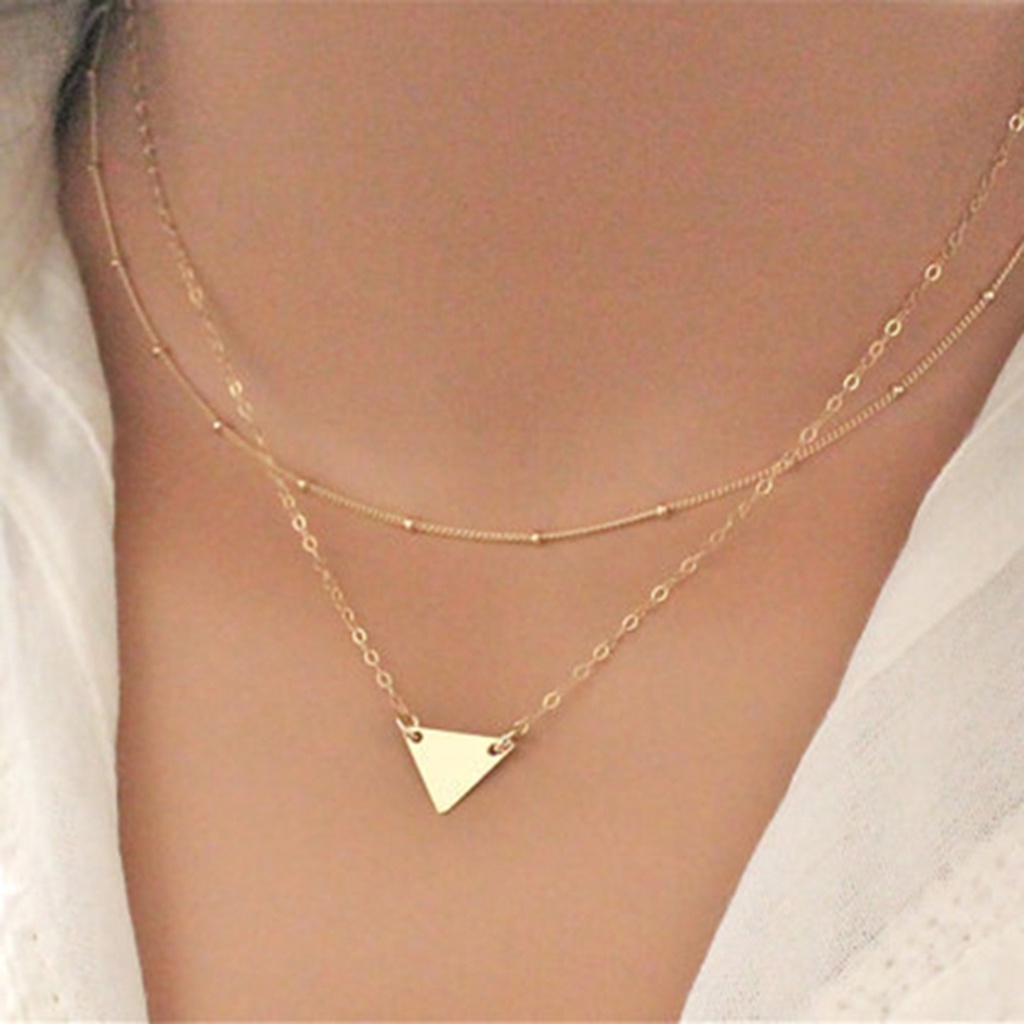 Dây chuyền hợp kim mạ vàng tam giác nhẹ nhàng tinh tế dành cho nữ