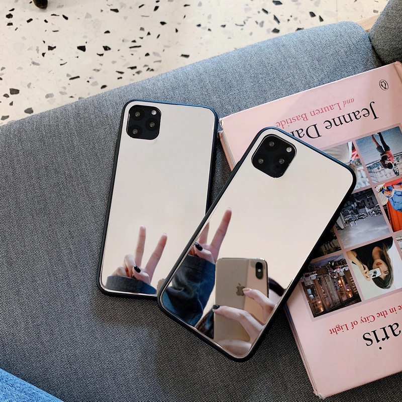 Ốp điện thoại bằng nhựa acrylic tráng gương trong suốt cho iPhone 13 12 11 Pro Max X XR XS Max 8 7 6 6S Plus + SE 2020