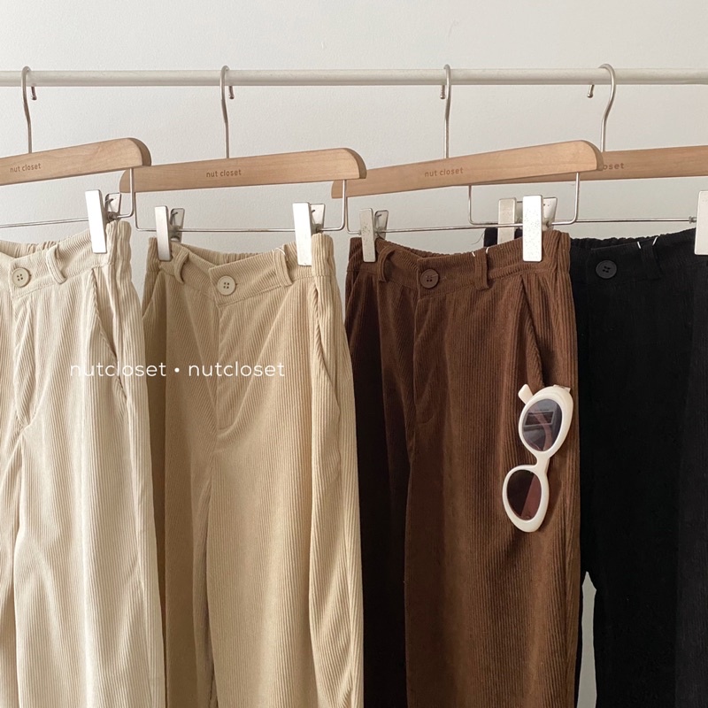 Quần nhung ống suông cạp chun sau_Q0145