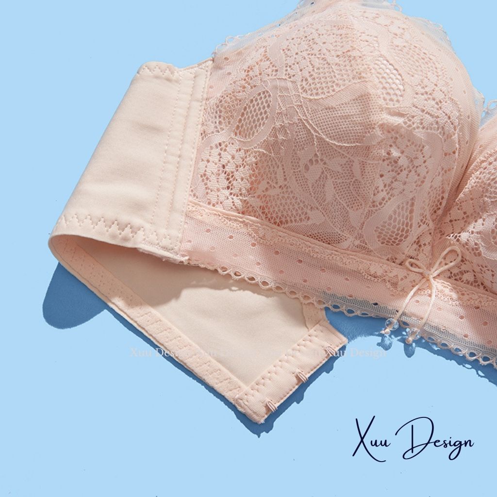 Áo lót ren nữ đính nơ điệu đà Xuu, thiết kế không gọng đệm dày vừa nâng đẩy ngực - AV38