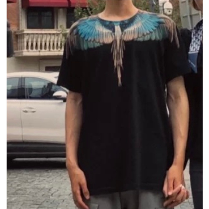 Áo thun cotton cổ tròn size cỡ lớn in hình đôi cánh cổ điển thời trang unisex