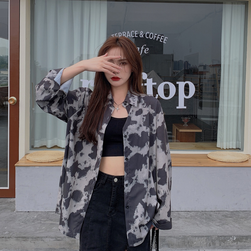 Áo Sơ Mi Nữ Tay Dài Dáng Rộng Phong Cách Retro Thời Trang