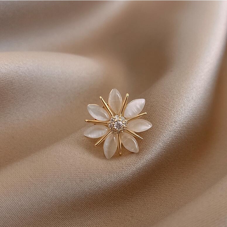 Ghim Cài Áo Hình Kim Cương Đá Opal Nhỏ Tinh Tế Chống Chói Phong Cách Hàn Quốc Dễ Phối Đồ Cho Nữ