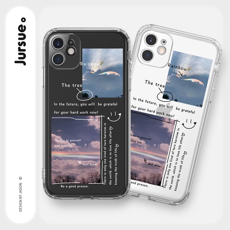 Ốp lưng JURSUE viền vuông hình dễ thương đẹp cho iPhone 13 12 11 Pro Max SE 2020 X XR XS ip 8 7 6 6S Plus kute Y180