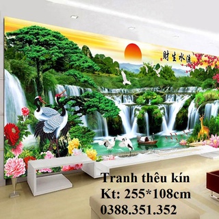 Tranh thêu chữ thập thêu kín phong cảnh khổ cực lớn hơn 2m hàng cao cấp