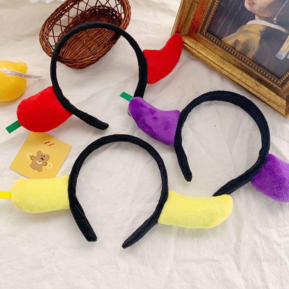 Băng Đô Cài Tóc Rửa Mặt / Rửa Mặt / Cây Cà Tím Chống Trượt Hình Rau Củ Quả Vui Nhộn