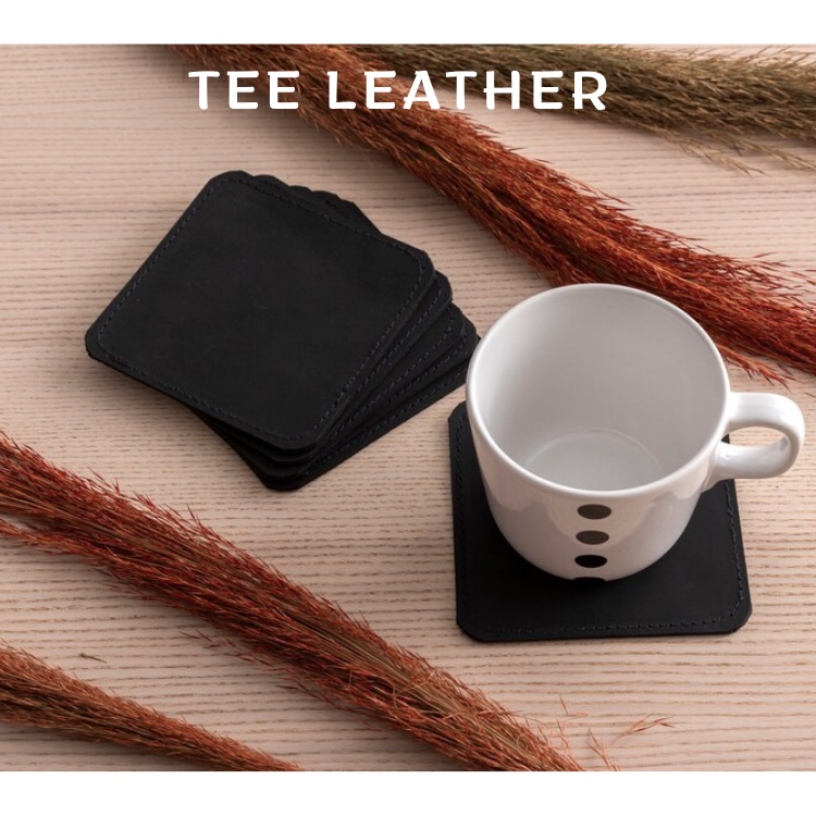 Miếng lót ly, đế lót cốc làm bằng DA THẬT, chống trơn cách nhiệt - TEE LEATHER