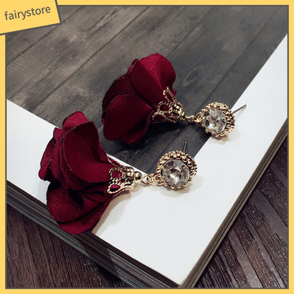 Bông Tai Hình Hoa Đính Đá Thời Trang Cho Nữ