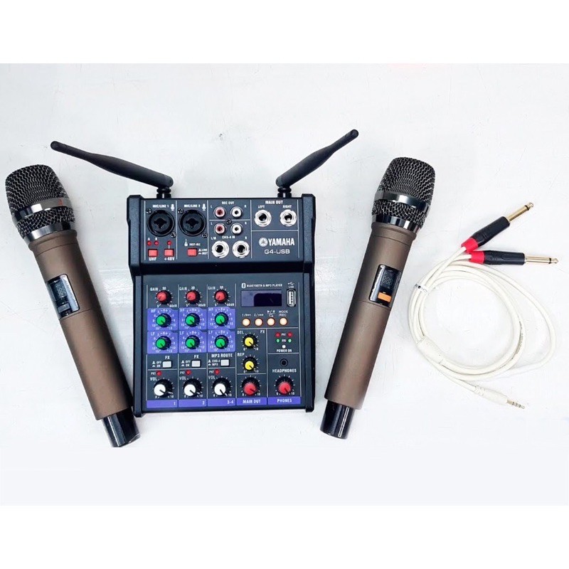 Bộ Mixer G4yamaha  U SB chuyên livetream  tặng kèm hai mích không dây