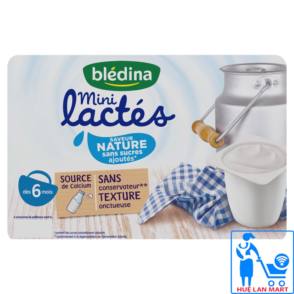 Sữa Chua Nguội Blédina Mini Lactes 6M+ Hương Tự Nhiên - Vỉ 6 Hộp x 55g