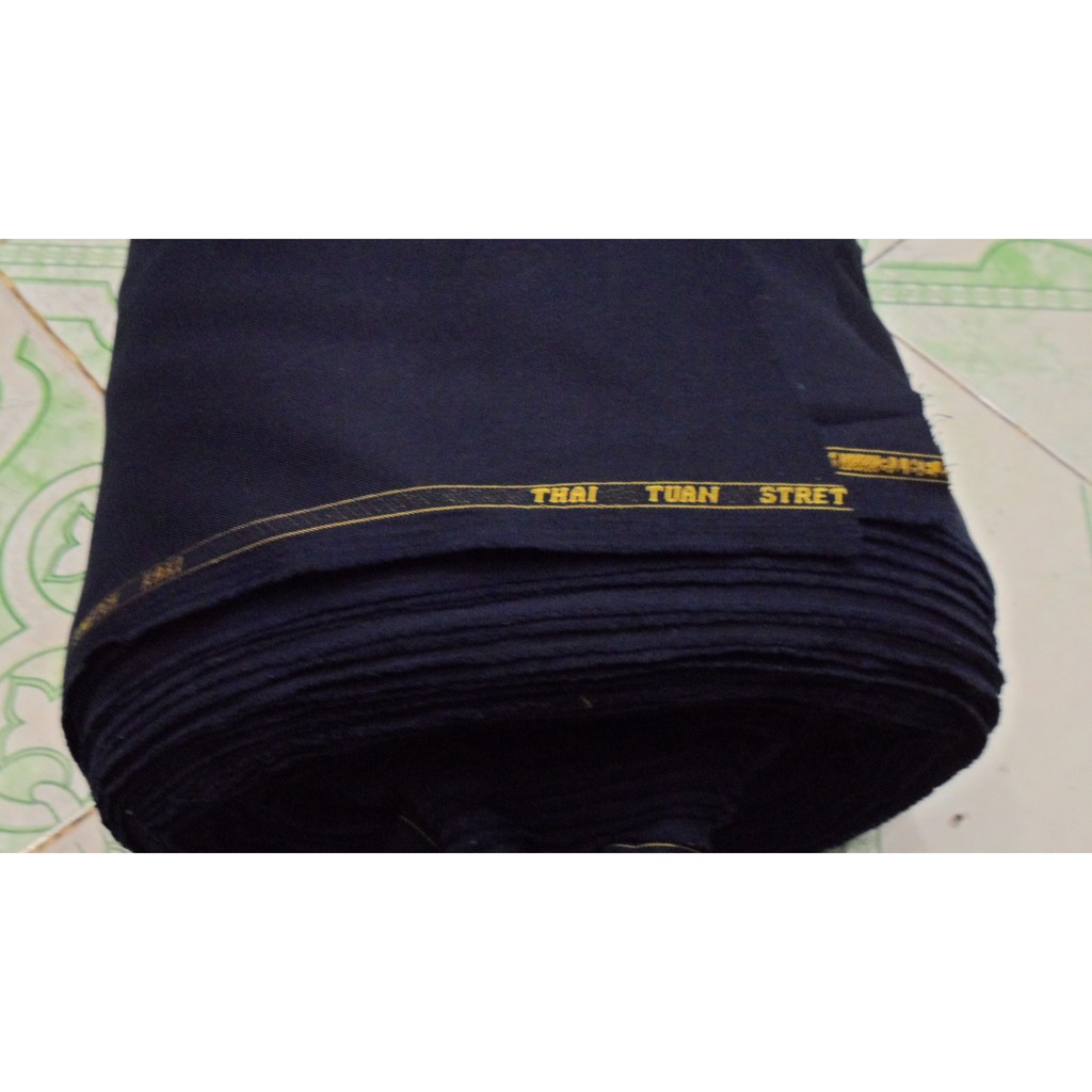 Vải Quần Tây THÁI TUẤN STRETCH KAKI Cho Học Sinh Màu Xanh Đen
