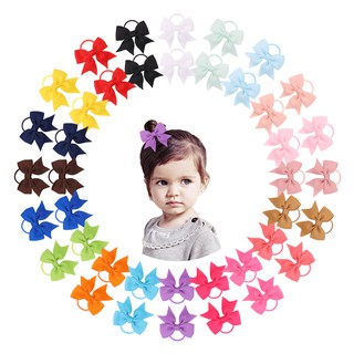 Set 2 dây cột tóc đính nơ ruy băng cho bé gái