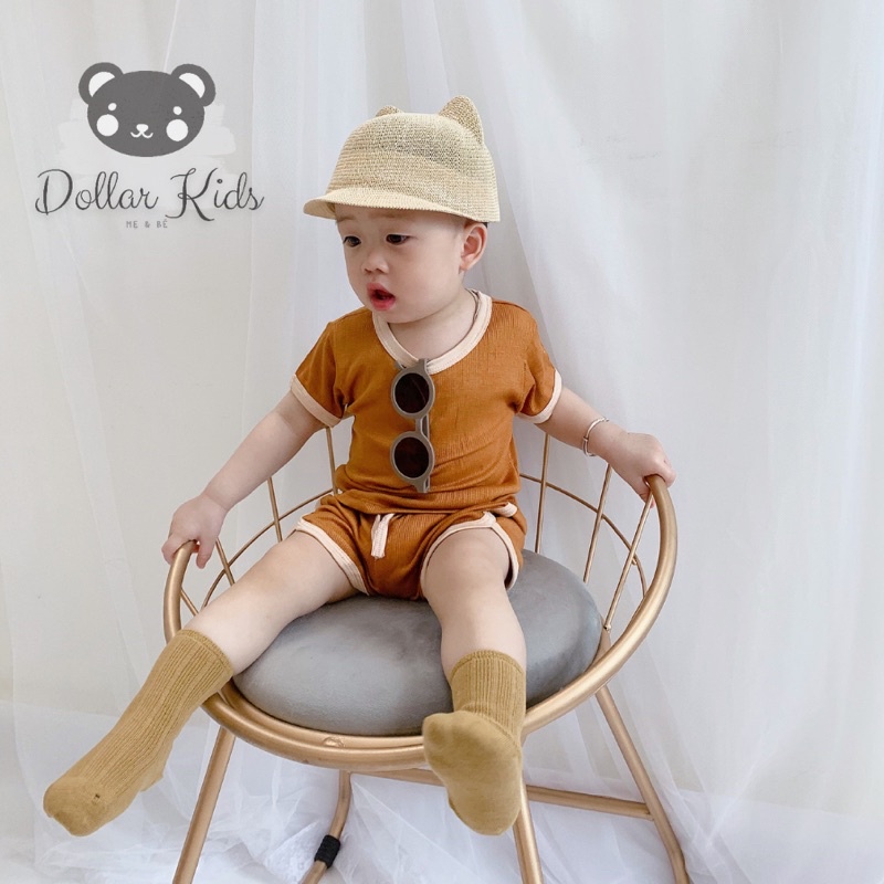 Bộ gân tăm ngắn tay Peekaboo phong cách Hàn Quốc cho bé trai bé gái