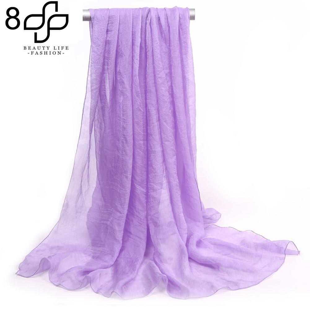 Khăn choàng vải chiffon màu trơn xinh xắn cho nữ