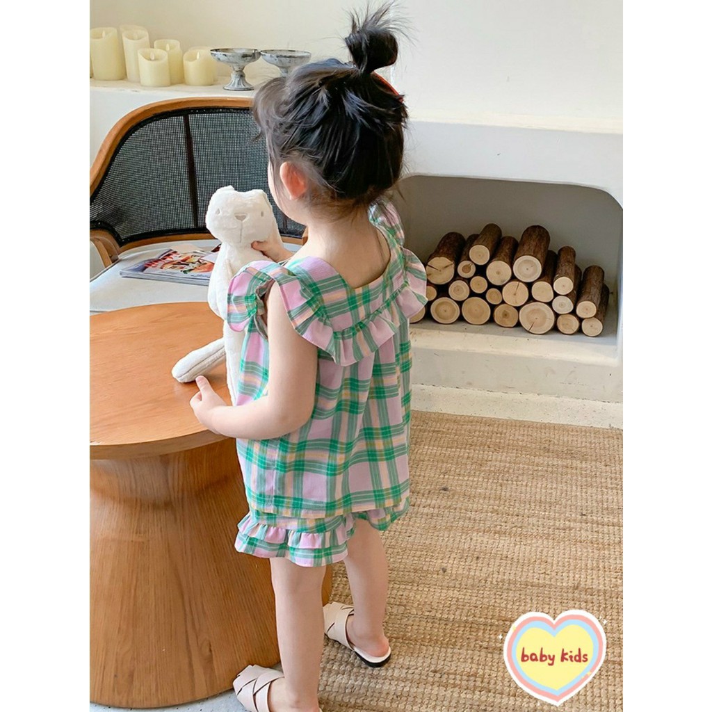 (6-18kg) Bộ đùi caro bé gái siêu cute mới về ( hình thật)