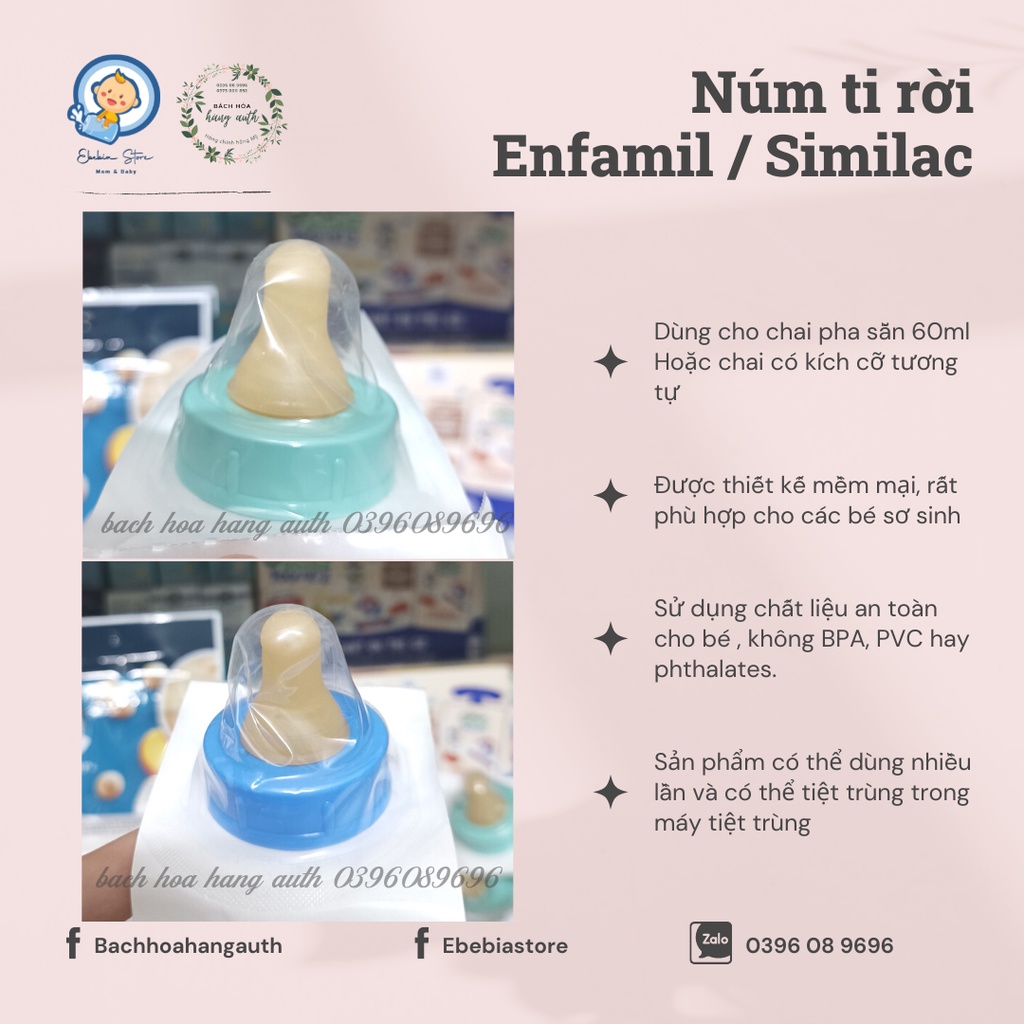 [ Hàng Mỹ ] Núm ti rời Similac Enfamil, dùng cho chai pha sẵn 60ml