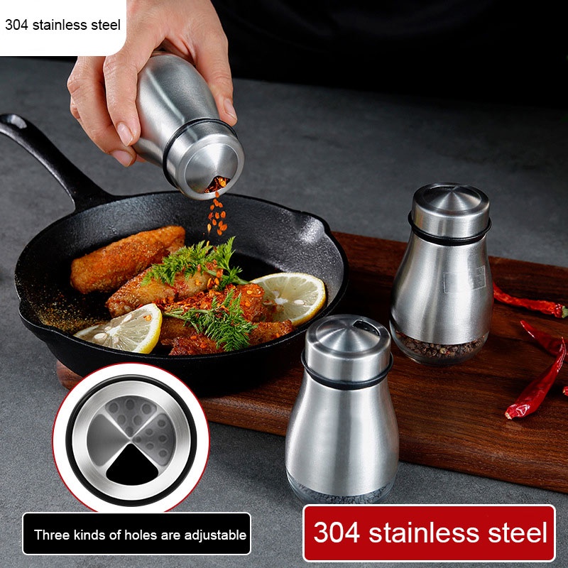 Lọ đựng tiêu - Hộp đựng tiêu nắp nhiều ngăn inox 304 - Kệ, hũ gia vị - Lọ rắc muối, tiêu