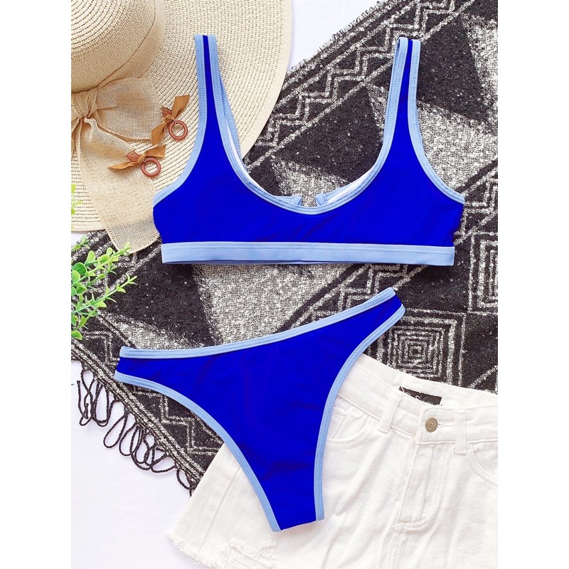 [BKN844] &lt;ÂU&gt; SET BIKINI XANH COBALT VIỀN XANH BLUE