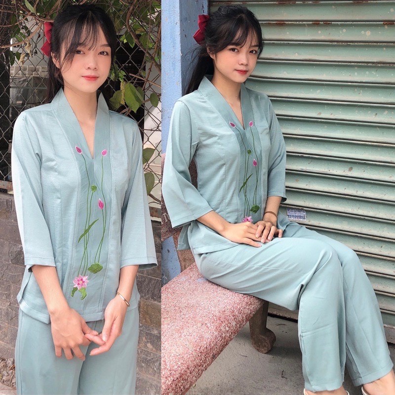 ĐỒ LAM ĐI CHÙA #Mã Freeship Xtra RP028# Sen Lụa Pháp Cao Cấp