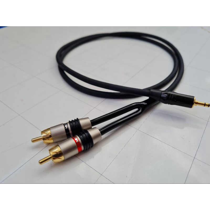 Dây 3.5mm ra 2 đầu AV hoa sen. Dây 3.5 ly ra 2 AV, dây tự làm thủ công với chất lượng hoàn thiện cao