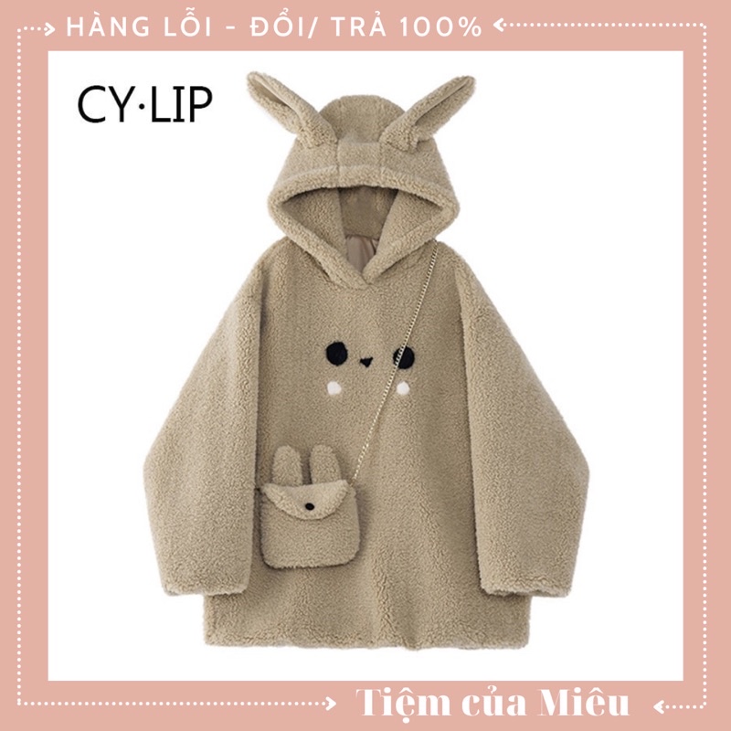 Áo hoodie lông cừu thỏ tặng kèm túi Tiệm của Miêu | BigBuy360 - bigbuy360.vn