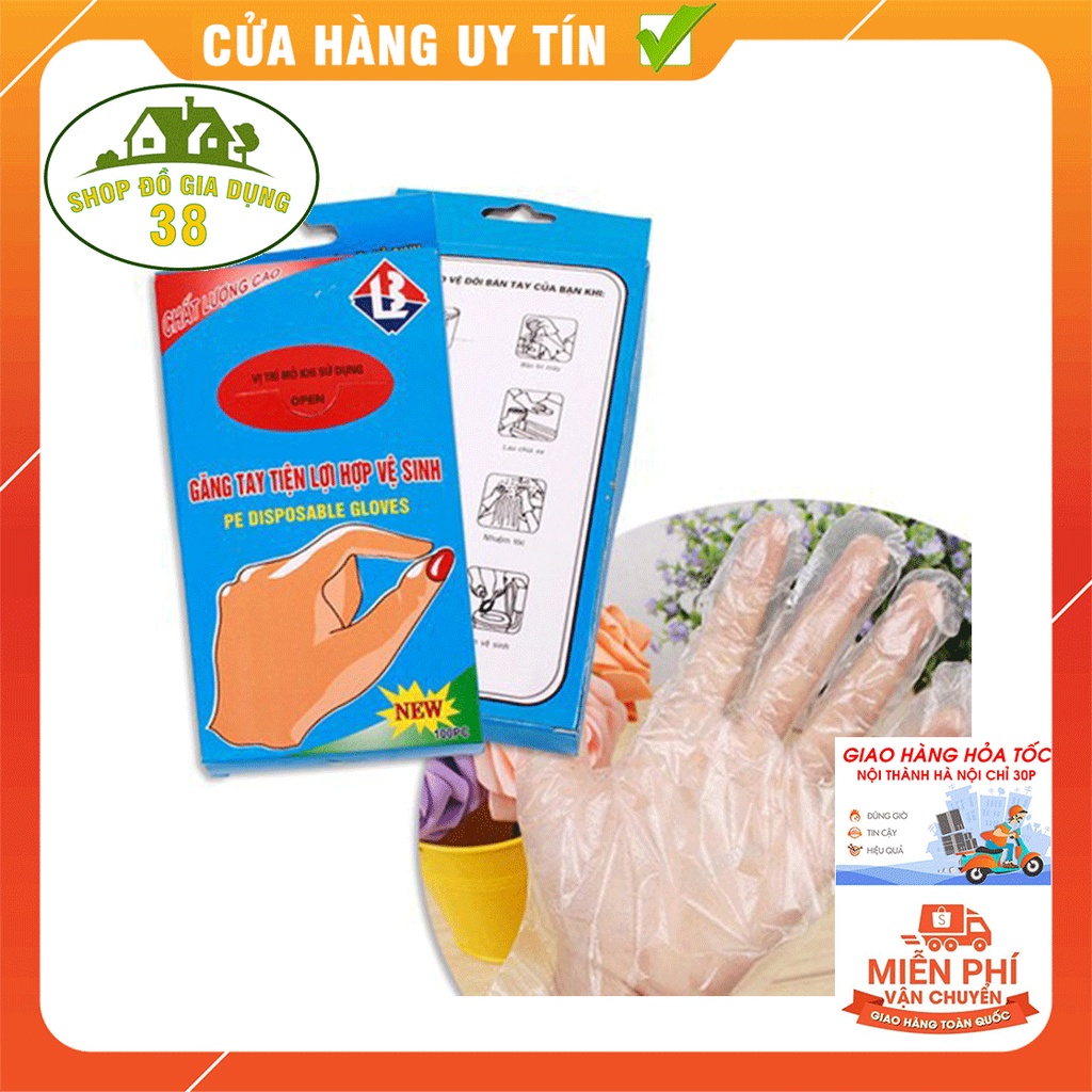 [A30] HỘP 100C GĂNG TAY NILONG THỰC PHẨM DÙNG 1 LẦN