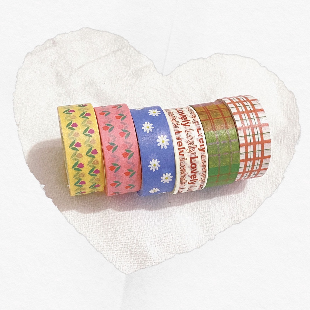 Băng keo washi trang trí sổ lưu niệm nhiều mẫu xinh xắn tùy chọn phong cách vintage dài 5m