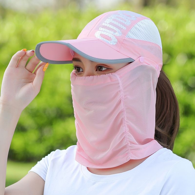 Mũ nón chống nắng kèm khẩu trang lưới che mặt_ Mũ Lưỡi Trai Gấp Gọn
