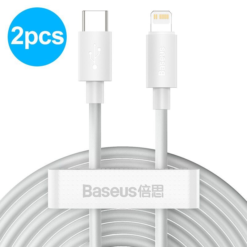 Combo 2 cáp sạc nhanh và truyền dữ liệu Type C to Lightning Baseus Simple Wisdom Data Cable Kit (PD 20W, 1,5m, 2pcs)