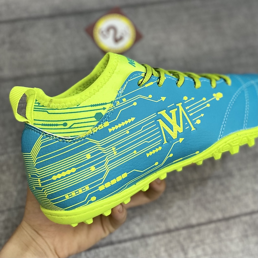 Giày đá banh nam Newmos Warrior Xanh Lam cổ chun, giày đá bóng thể thao cỏ nhân tạo nhẹ mềm - 2EVSHOP
