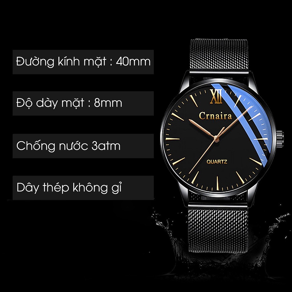 Đồng Hồ Nam Crnaira CR003079 Máy Nhật Siêu Mỏng Dây Thép Không Gỉ Cao Cấp Mặt Kính Tráng Sapphire Chống Trầy Tốt | BigBuy360 - bigbuy360.vn
